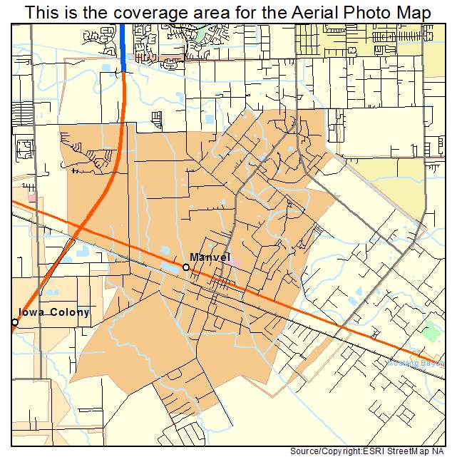 Aerial Photography Map of Manvel TX Texas