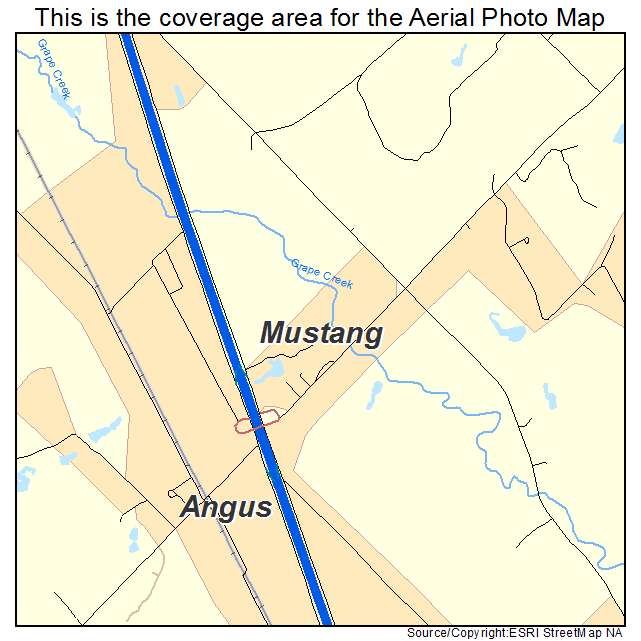 Mustang, TX location map 