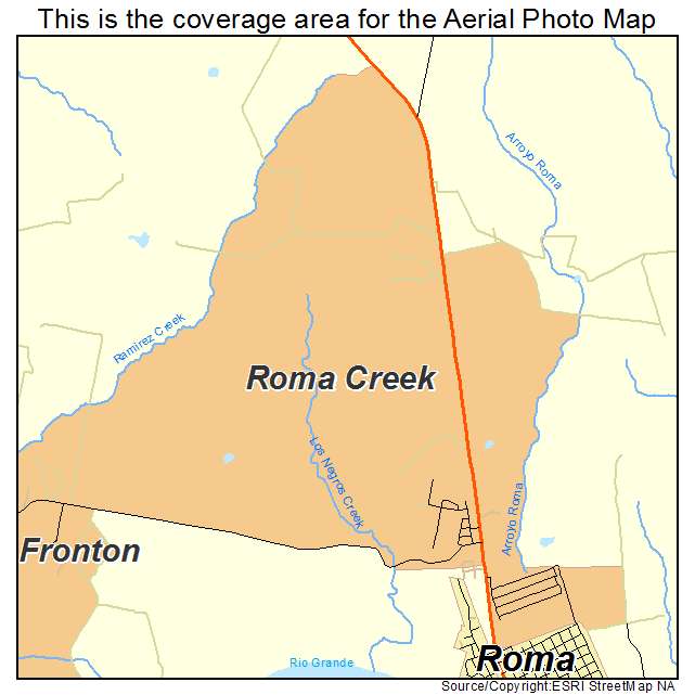 Roma Creek, TX location map 