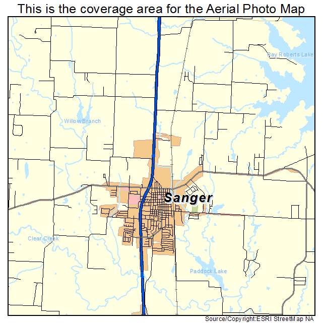 Sanger, TX location map 