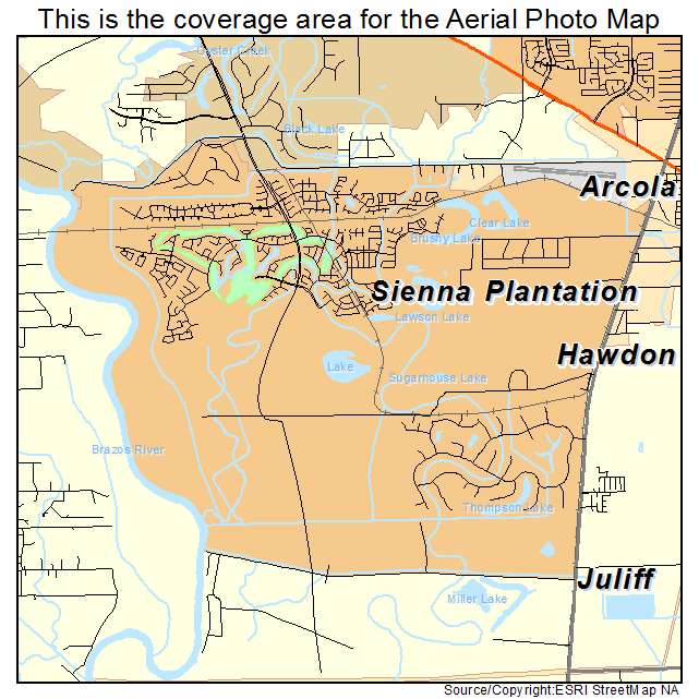 Aerial Photography Map of Sienna Plantation, TX Texas