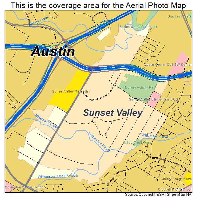 Sunset Valley, TX location map 