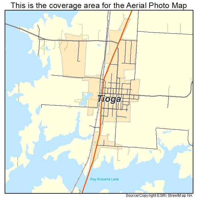 Tioga, TX location map 