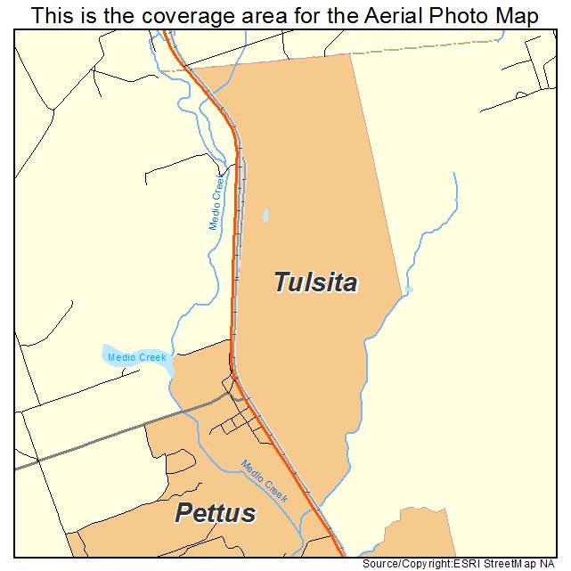 Tulsita, TX location map 