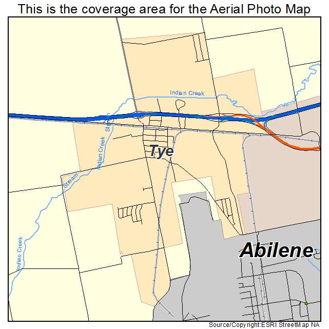 Tye, TX location map 