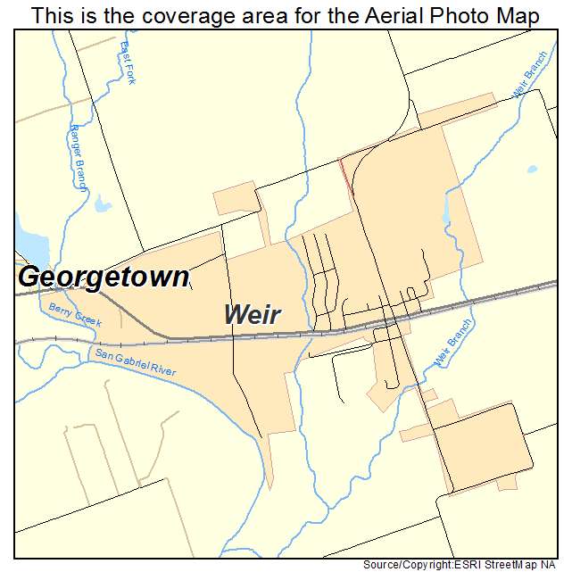 Weir, TX location map 