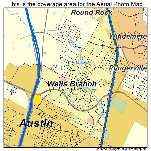Wells Branch, TX location map 