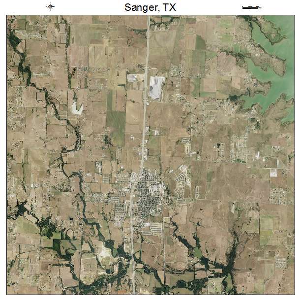 Sanger, TX air photo map