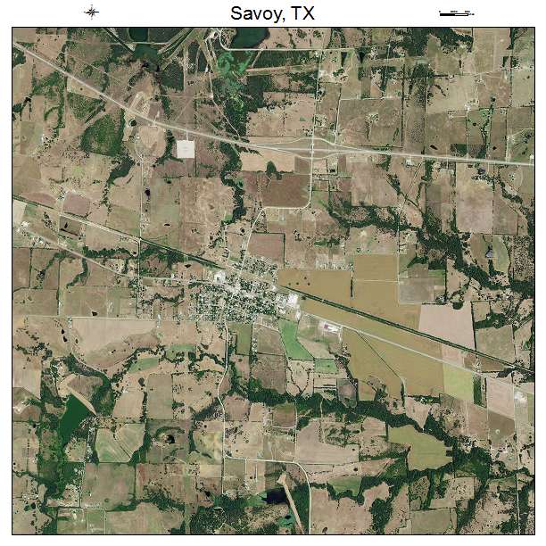 Savoy, TX air photo map