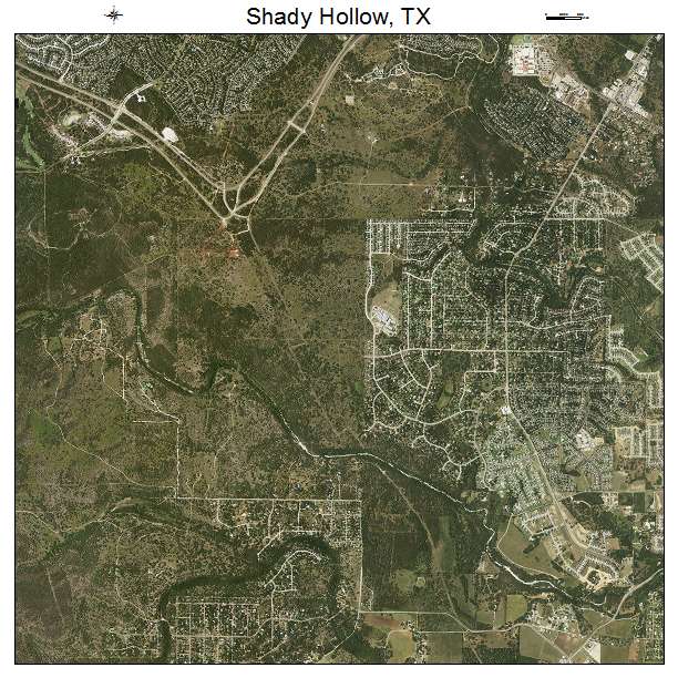 Shady Hollow, TX air photo map