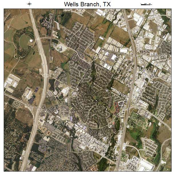 Wells Branch, TX air photo map
