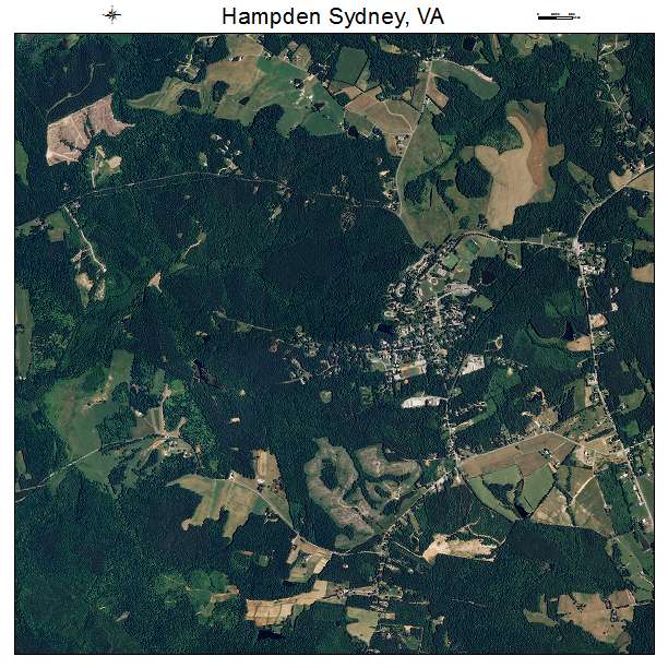 Hampden Sydney, VA air photo map