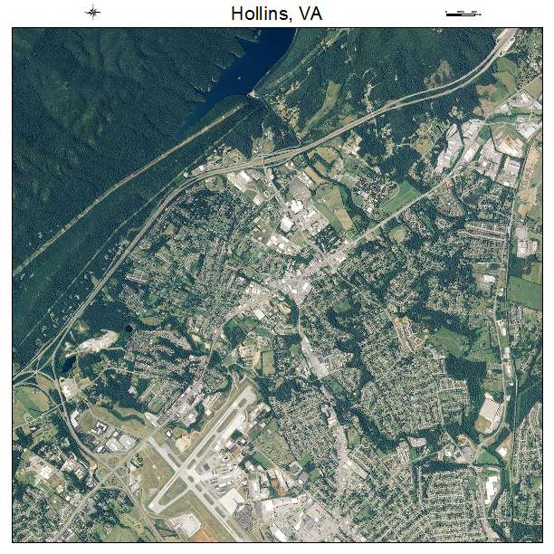 Hollins, VA air photo map