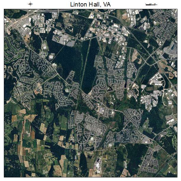 Linton Hall, VA air photo map