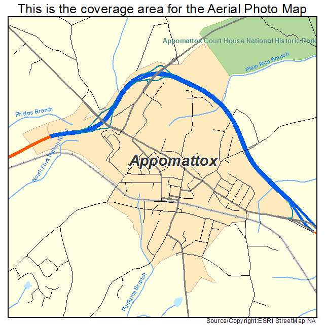 Appomattox, VA location map 