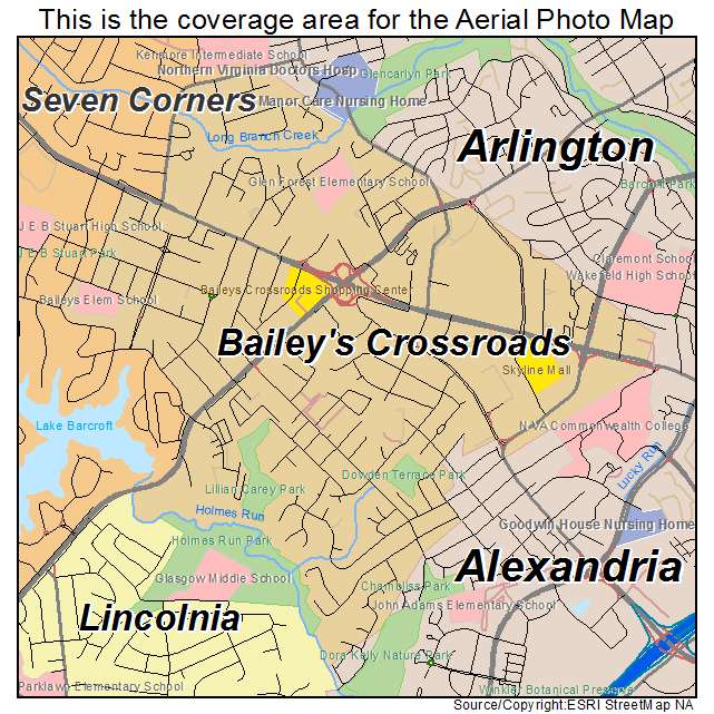 Baileys Crossroads, VA location map 