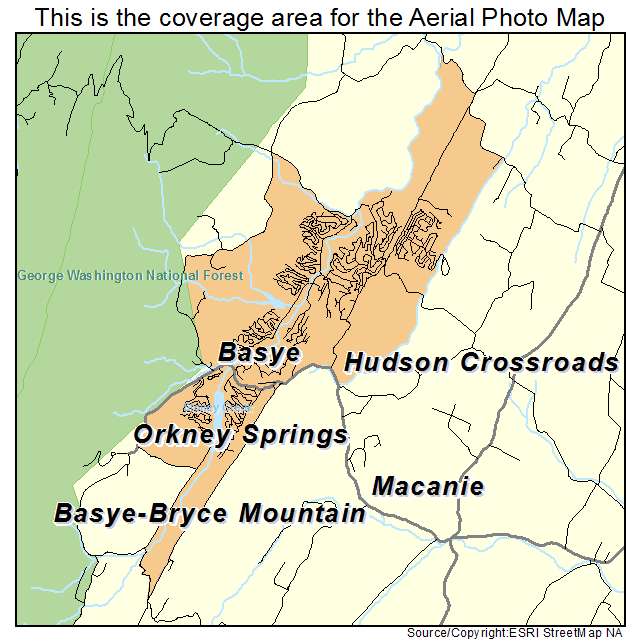 Basye Bryce Mountain, VA location map 