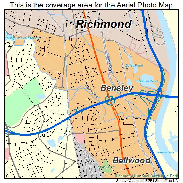 Bensley, VA location map 