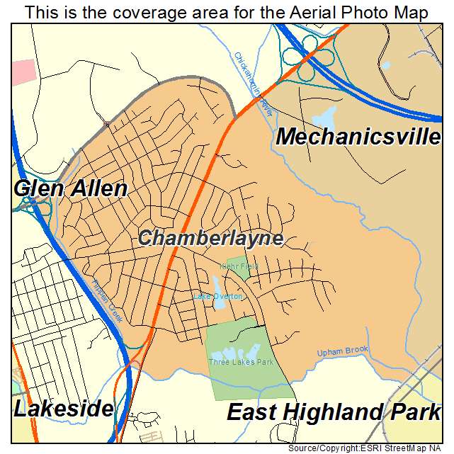 Chamberlayne, VA location map 
