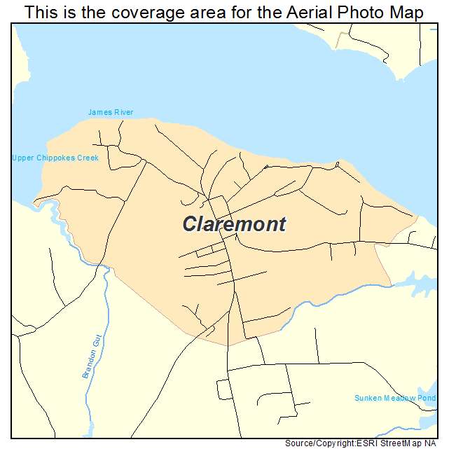 Claremont, VA location map 