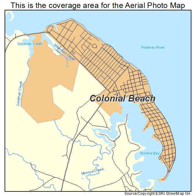 Colonial Beach, VA location map 