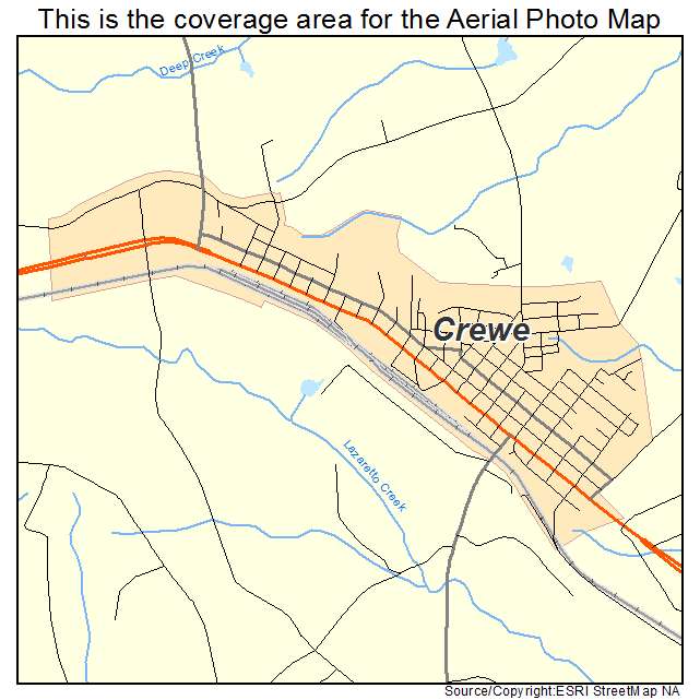 Crewe, VA location map 