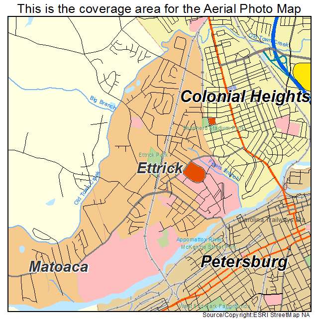 Ettrick, VA location map 