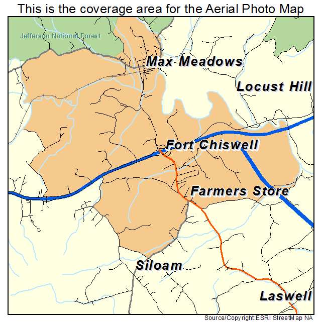 Fort Chiswell, VA location map 