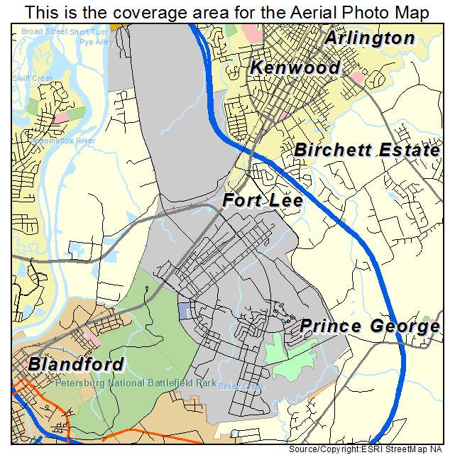 Fort Lee, VA location map 