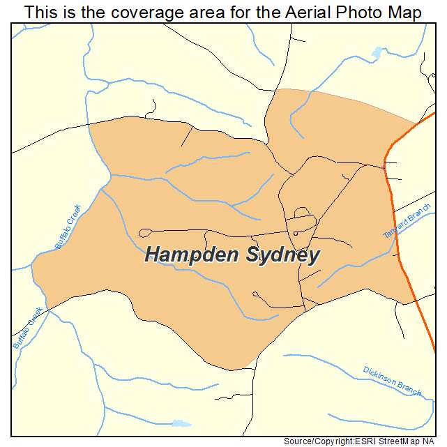 Hampden Sydney, VA location map 