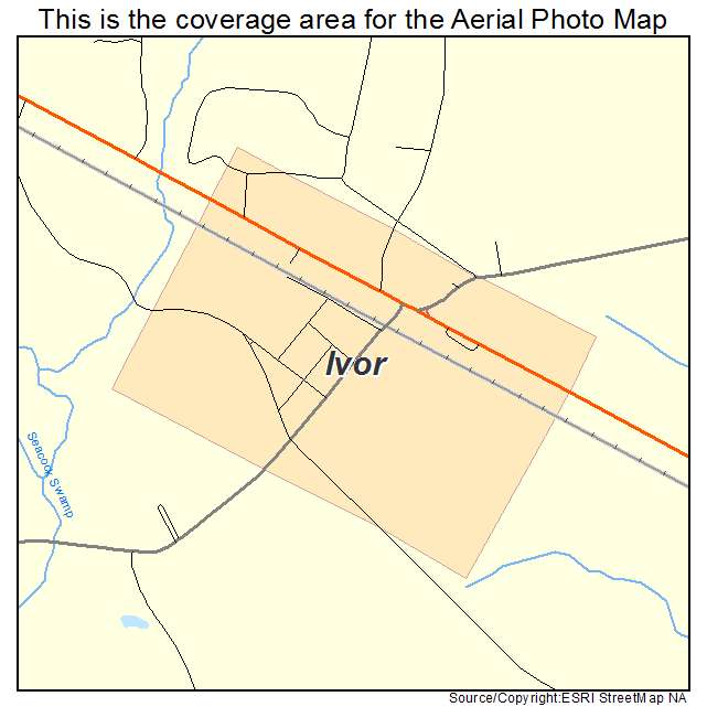 Ivor, VA location map 