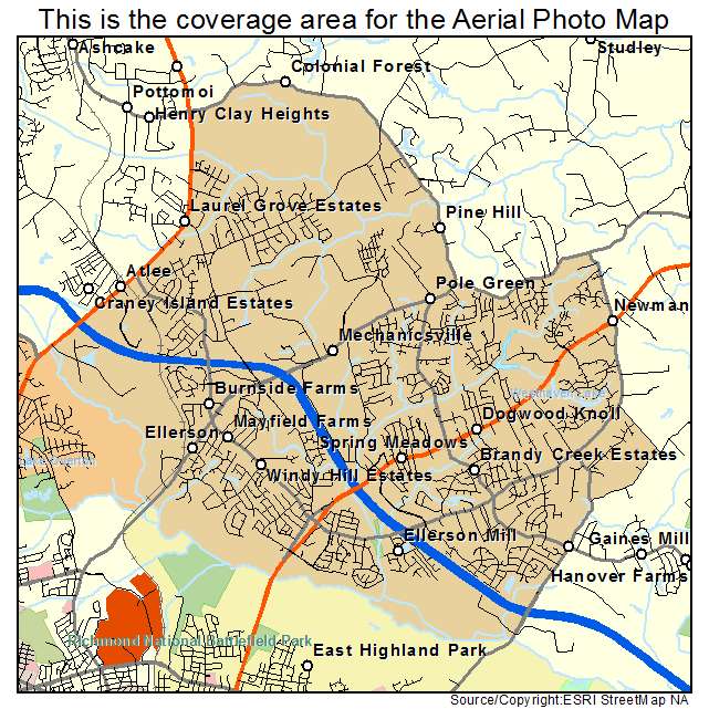 Mechanicsville, VA location map 