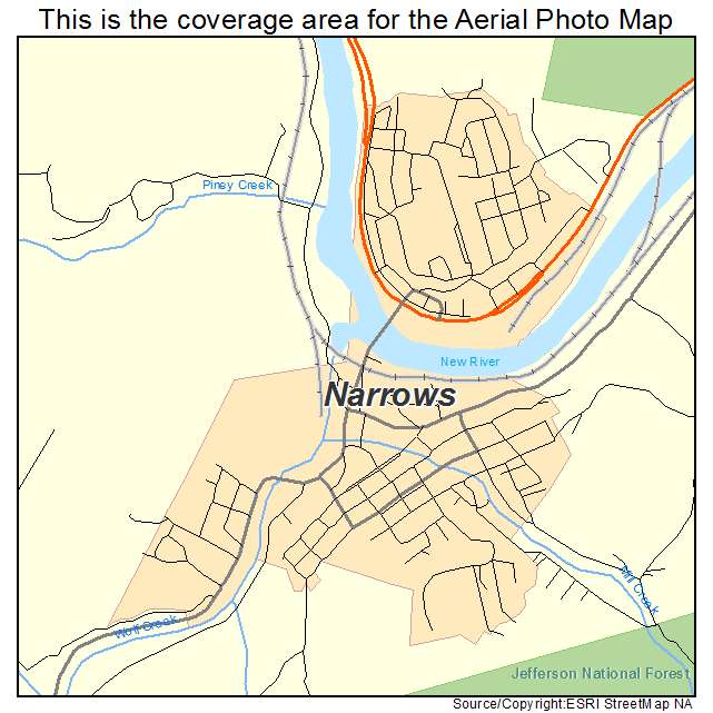Narrows, VA location map 