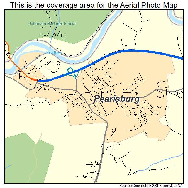 Pearisburg, VA location map 