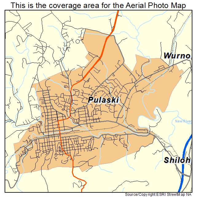 Pulaski, VA location map 