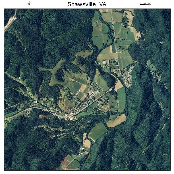 Shawsville, VA air photo map