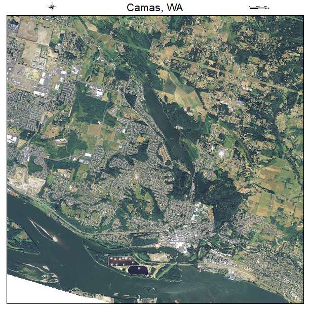 Camas, WA air photo map