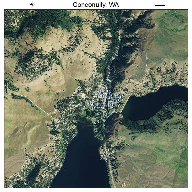 Conconully, WA air photo map