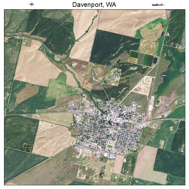 Davenport, WA air photo map