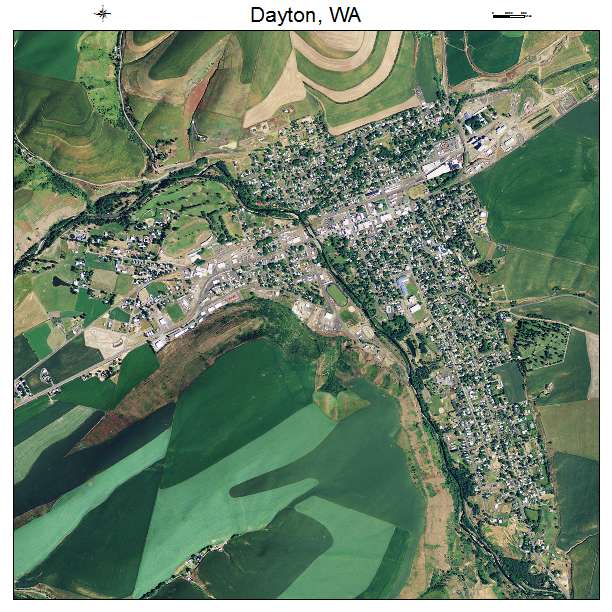 Dayton, WA air photo map