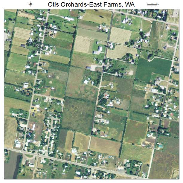 Otis Orchards East Farms, Washington aerial imagery detail