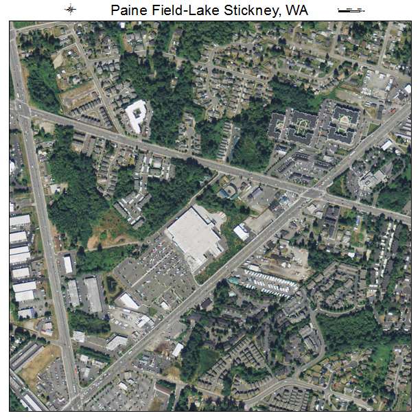 Paine Field Lake Stickney, Washington aerial imagery detail
