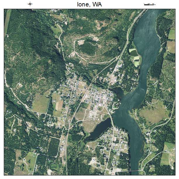 Ione, WA air photo map