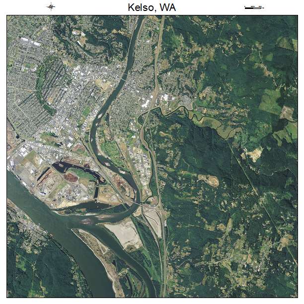 Kelso, WA air photo map