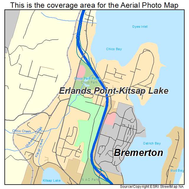 Erlands Point Kitsap Lake, WA location map 