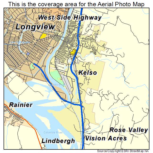 Kelso, WA location map 
