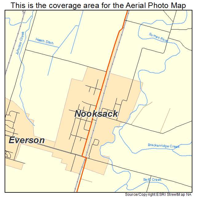 Nooksack, WA location map 