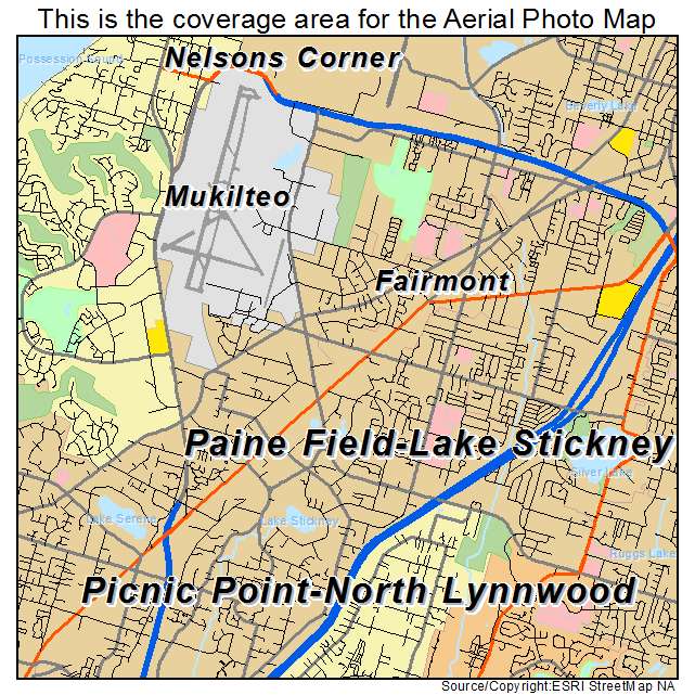 Paine Field Lake Stickney, WA location map 