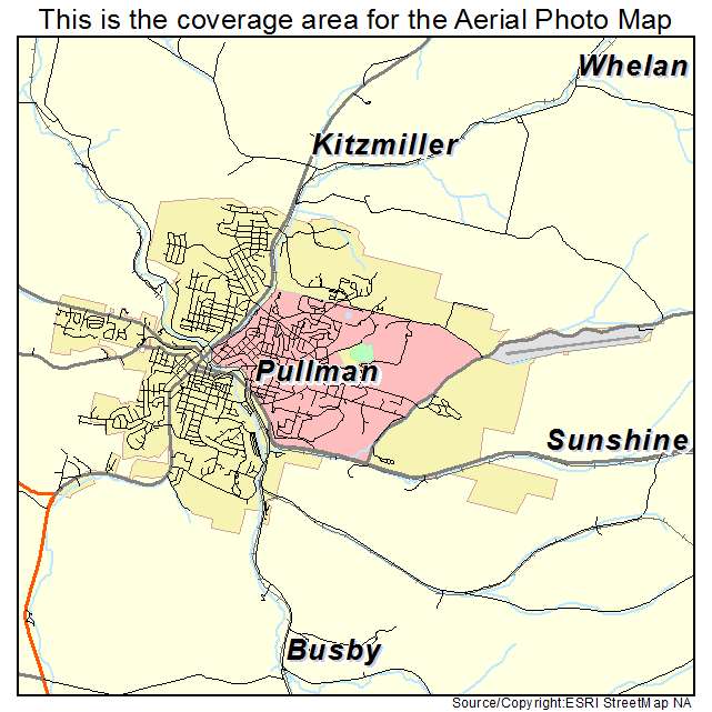 Pullman, WA location map 