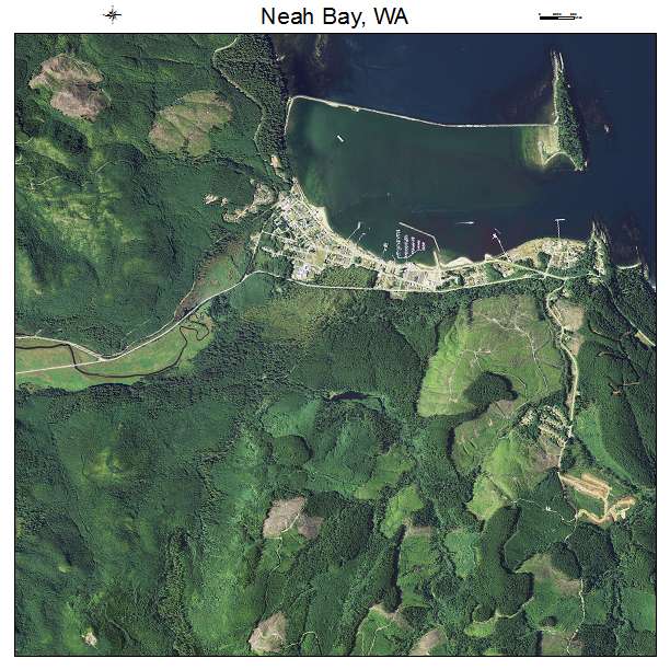 Neah Bay, WA air photo map